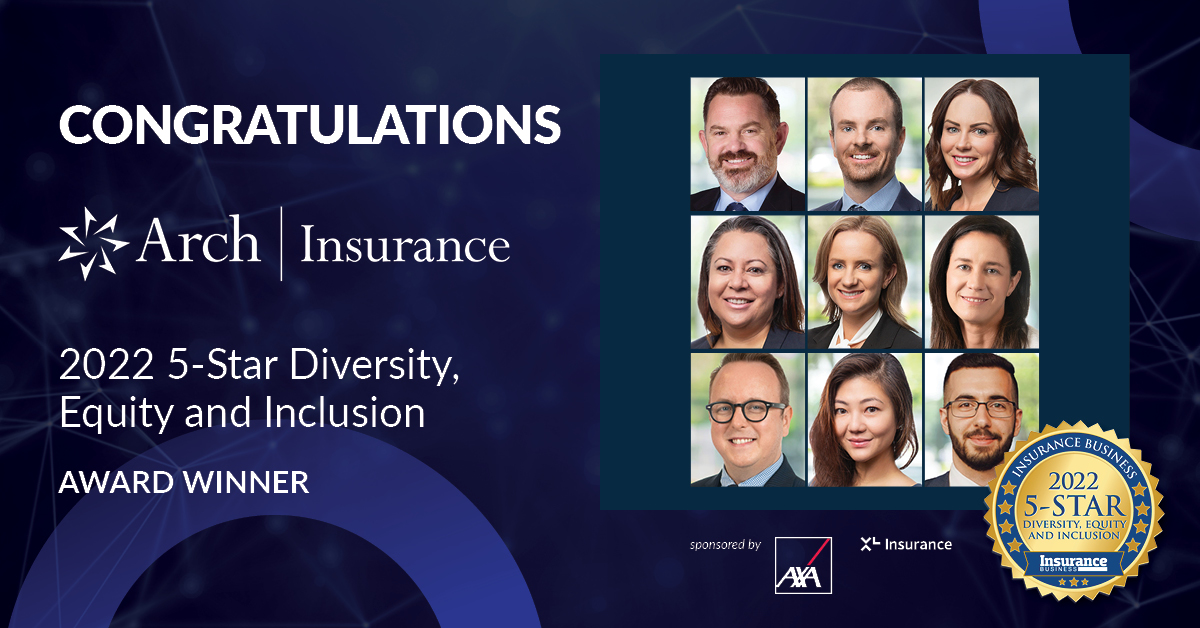 Insurance Business 5 Star Diversity, Equity and Inclusion award with 9 headshots
