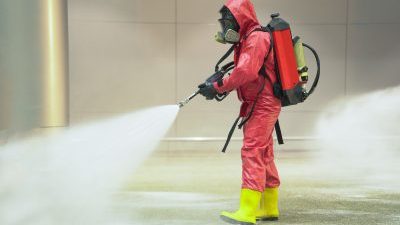 Hazardous uniform cleaning an office
